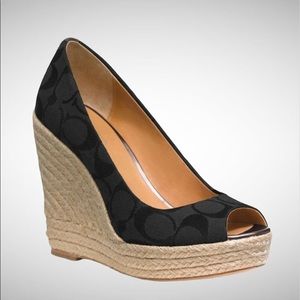 Coach Women's Milan Peep Toe Wedge Heels Espadrille Shoes